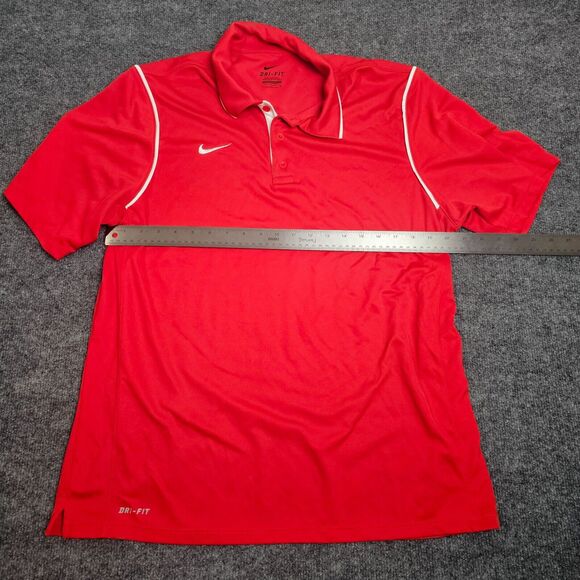 Nike Dri Fit Size L Large Mens Active Polo Shirt Short Sleeve Red Golf - Picture 7 of 13